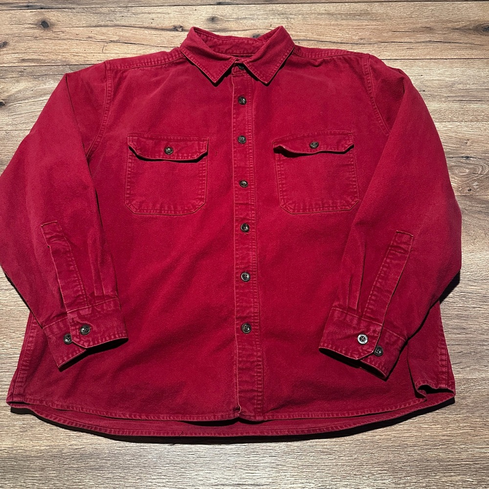 Woolrich Red Chamois Cloth Button Down Flannel Shirt‎ Mens XL